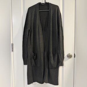 Lululemon Athletica Cozy Long Open-Front Cardigan in Charcoal Gray